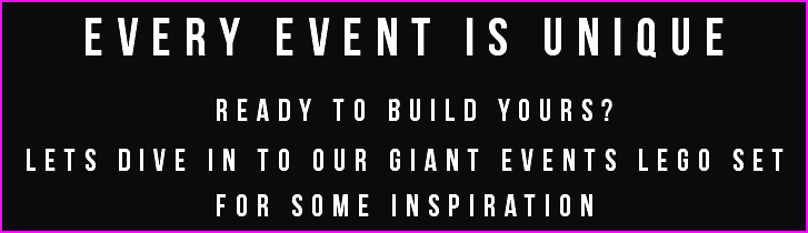 Every event is unique ready to build yours? lets dive in to our giant events lego set for some inspiration